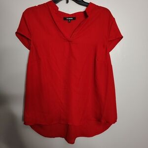 UPS & Downs Women's Red Sheer Tunic V neck Polyester Blouse Size Medium